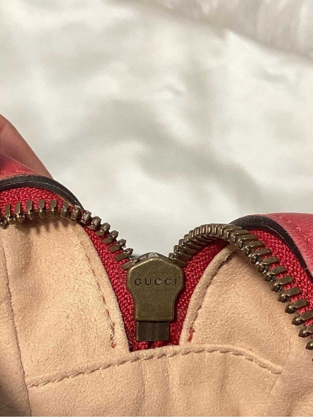 Gucci Red GG Marmont Chevron Crossbody Bag with Gold Hardware - Picture 12 of 13